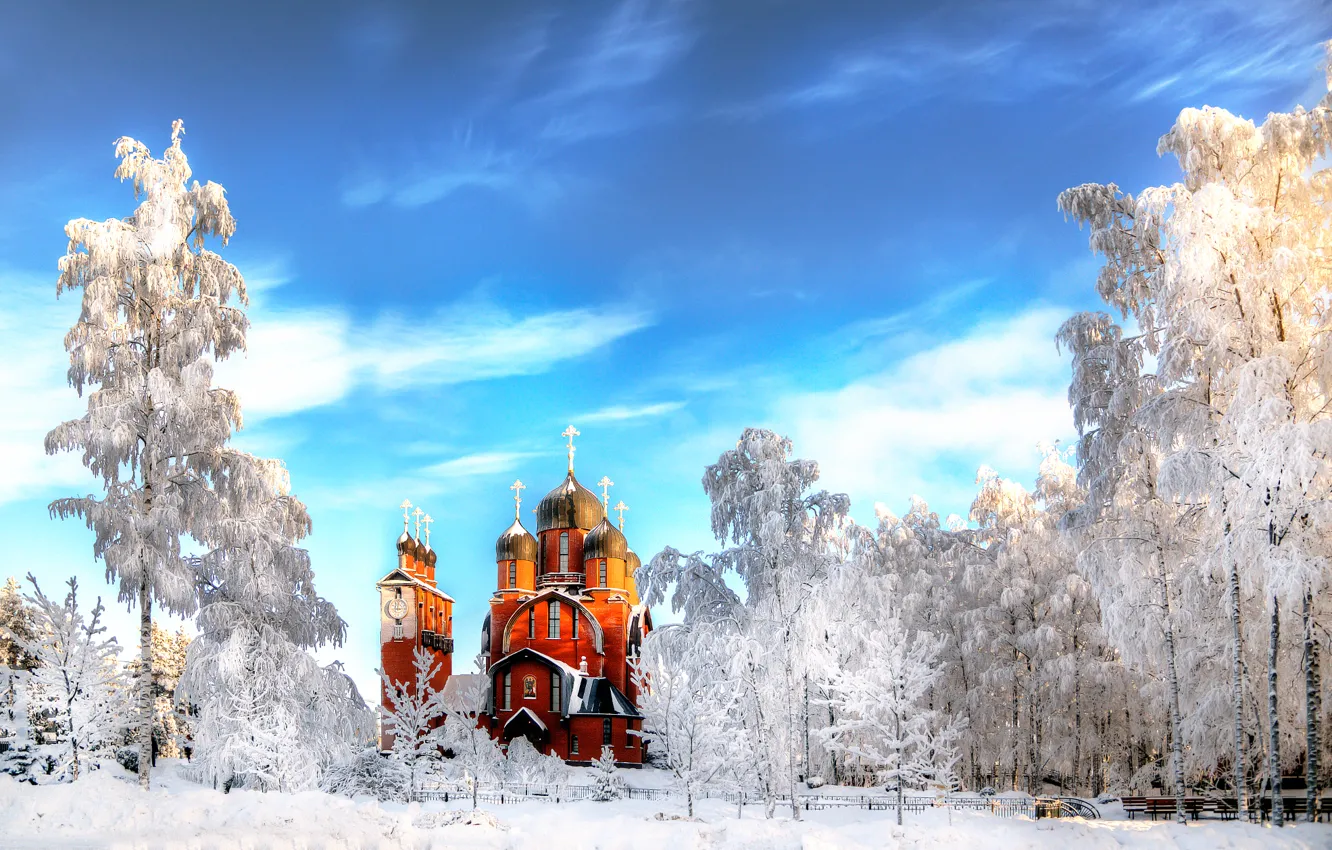 Photo wallpaper winter, snow, Saint Petersburg, temple