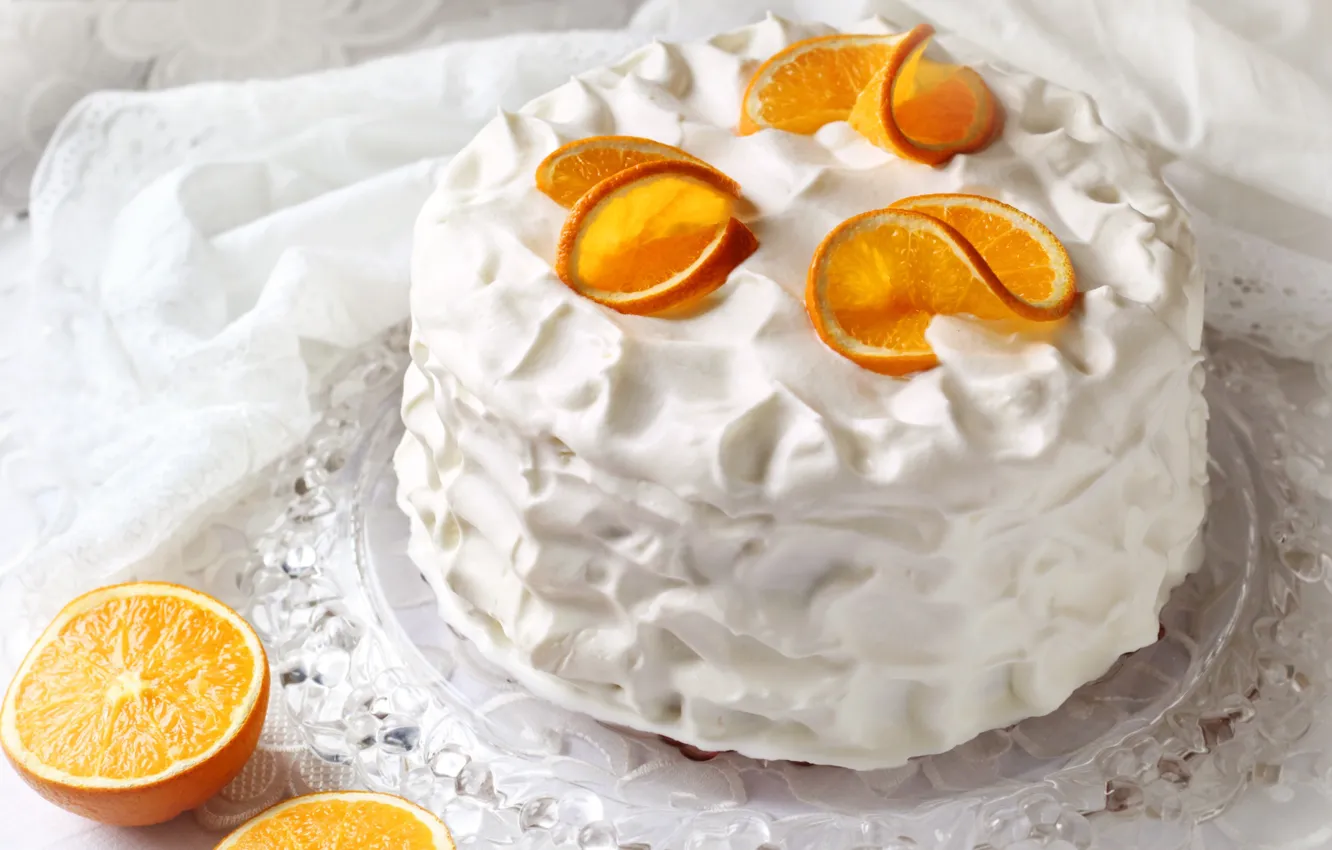 Photo wallpaper orange, cake, cream