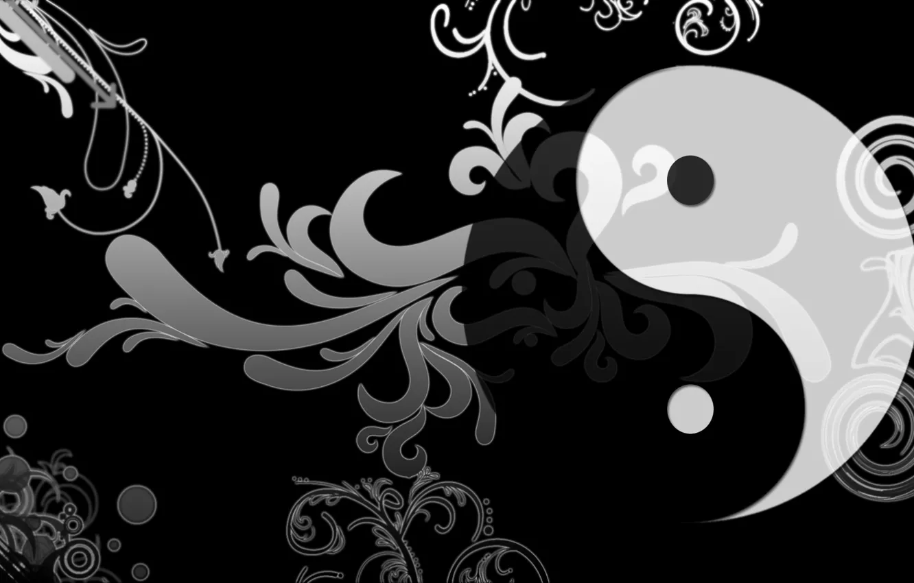 Photo wallpaper PATTERNS, SIGN, Black and WHITE, SYMBOL, YINYAN