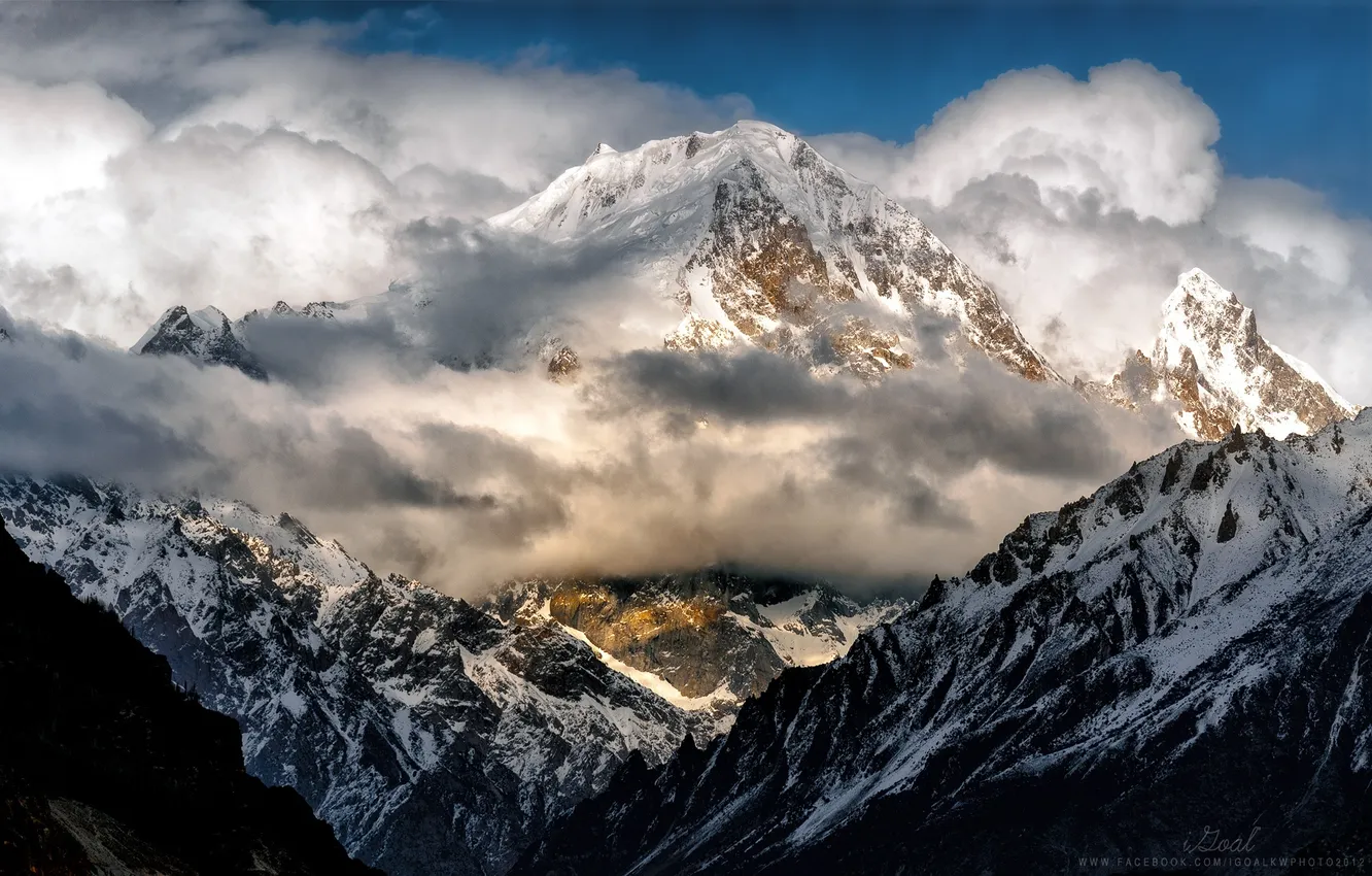 Photo wallpaper snow, mountains, nature, tops