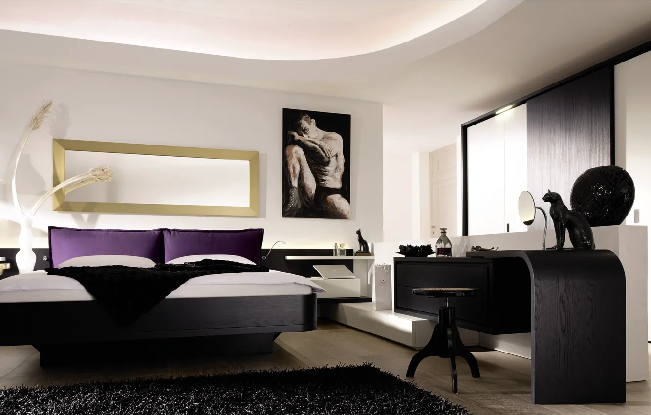 Photo wallpaper design, style, Villa, home, interior, bedroom, modern sleeping room