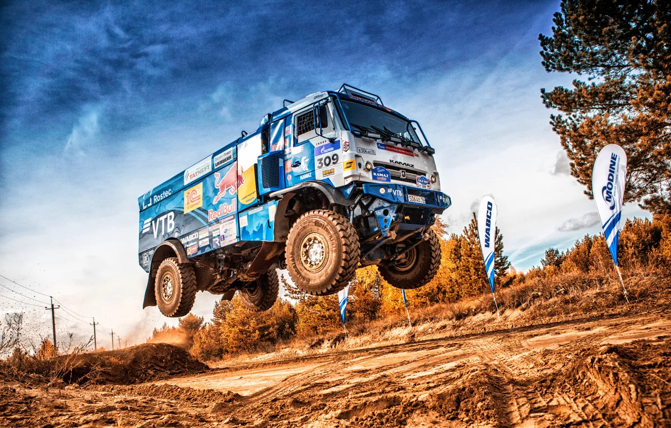 Photo wallpaper Sport, Machine, Speed, Flight, Truck, Race, Master, Russia