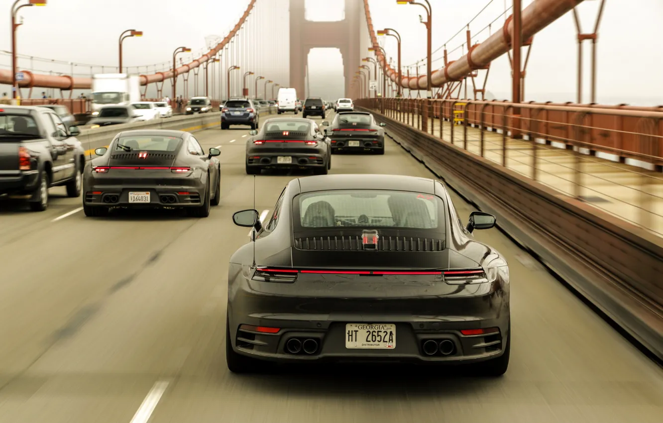 Photo wallpaper bridge, coupe, 911, Porsche, prototype, tests, 992