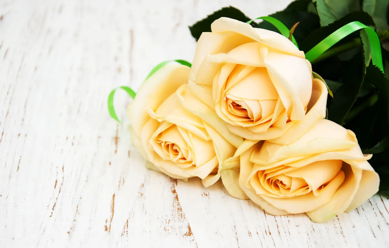 Photo wallpaper table, roses, bouquet, wood, Olena Rudo
