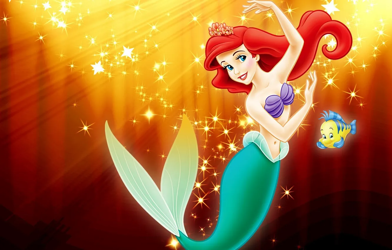 Photo wallpaper sea, cartoon, Princess, sea, Ariel, Ariel, movie, Walt Disney