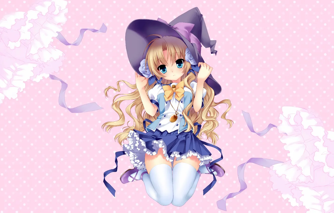 Photo wallpaper girl, sexy, school uniform, thighhighs, long hair, anime, blue eyes, beautiful