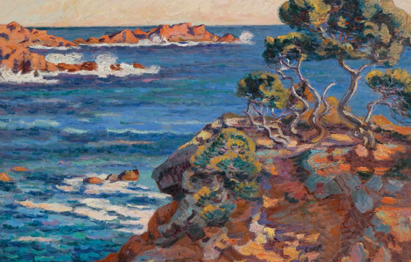 Photo wallpaper sea, landscape, rocks, picture, Arman Hyomin, Armand Guillaumin, The sea Coast at Agay