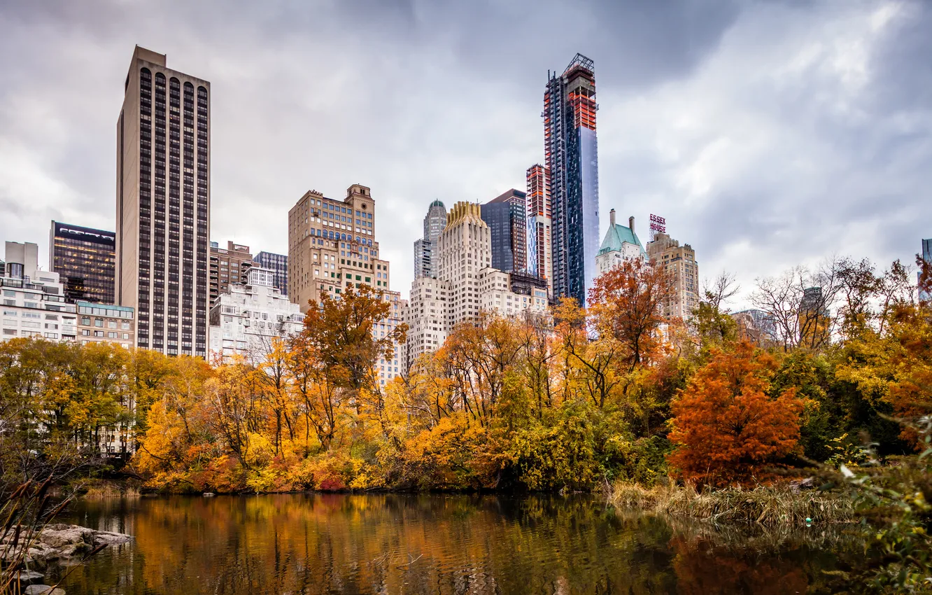 Photo wallpaper autumn, the city, Park, skyscrapers, USA, America, USA, New York City