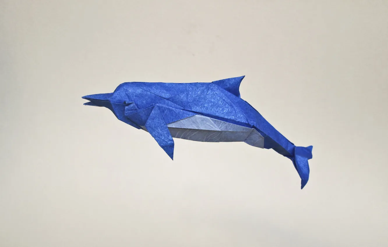 Photo wallpaper Dolphin, origami, origami, dolphin, blue dolphin, blue Dolphin
