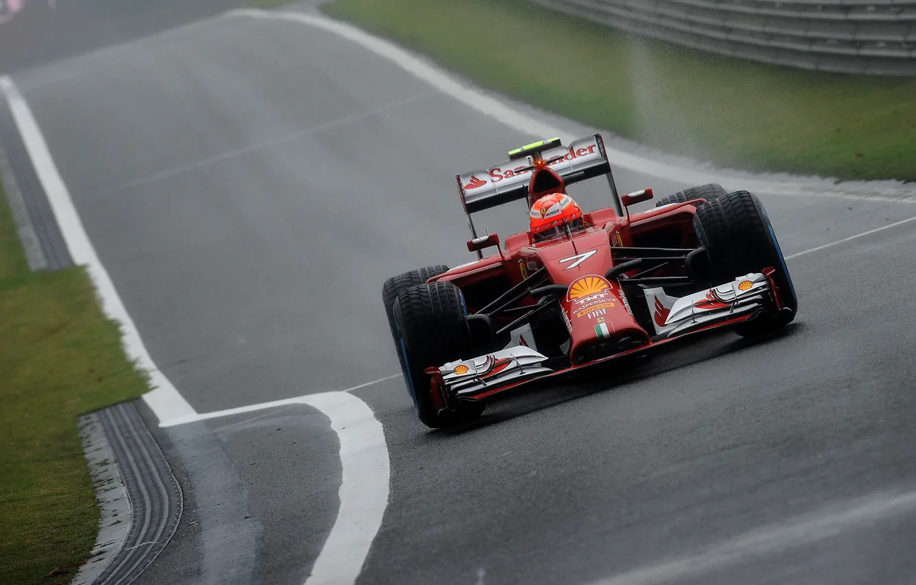 Photo wallpaper rain, Ferrari, Kimi, Raikkonen also, Formula 1, kimi raikkonen also, f14t