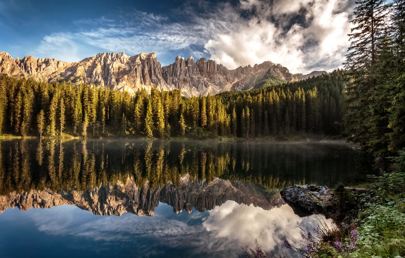 Photo wallpaper Alto Adige, Karersee, Evening Light
