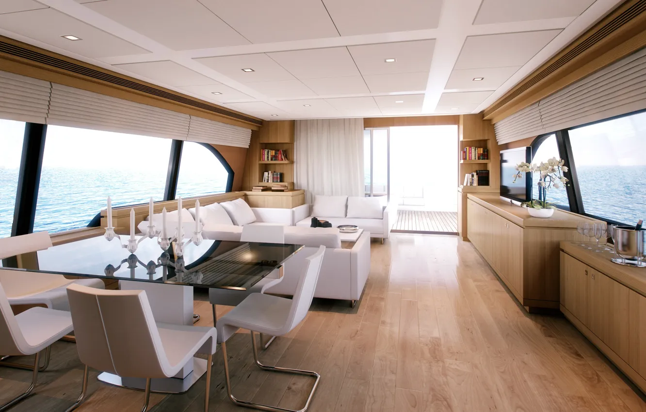 Photo wallpaper luxury, motor, main salon, yacht Navetta