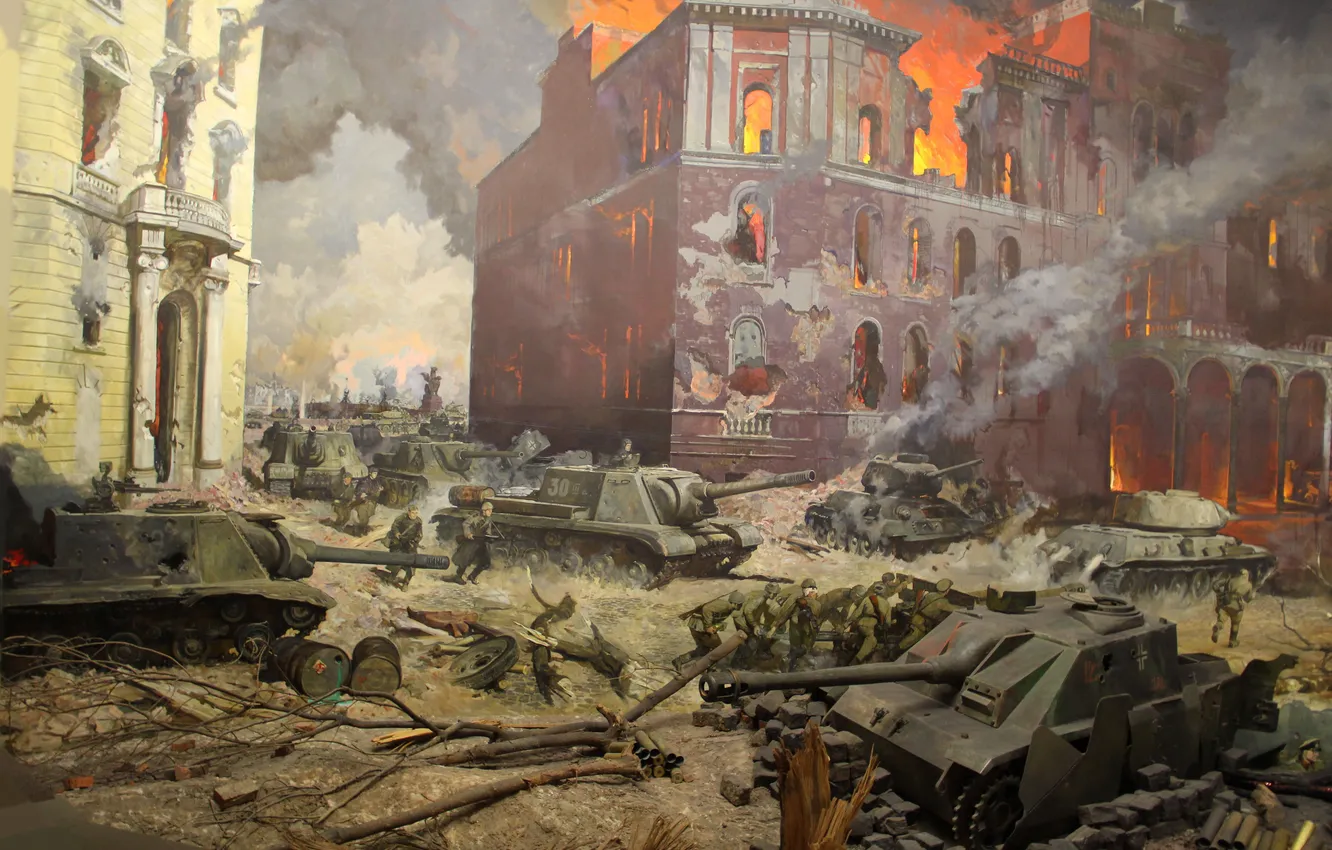 Photo wallpaper war, picture, battle, soldiers, tank, Moscow, WWII, The great Patriotic war