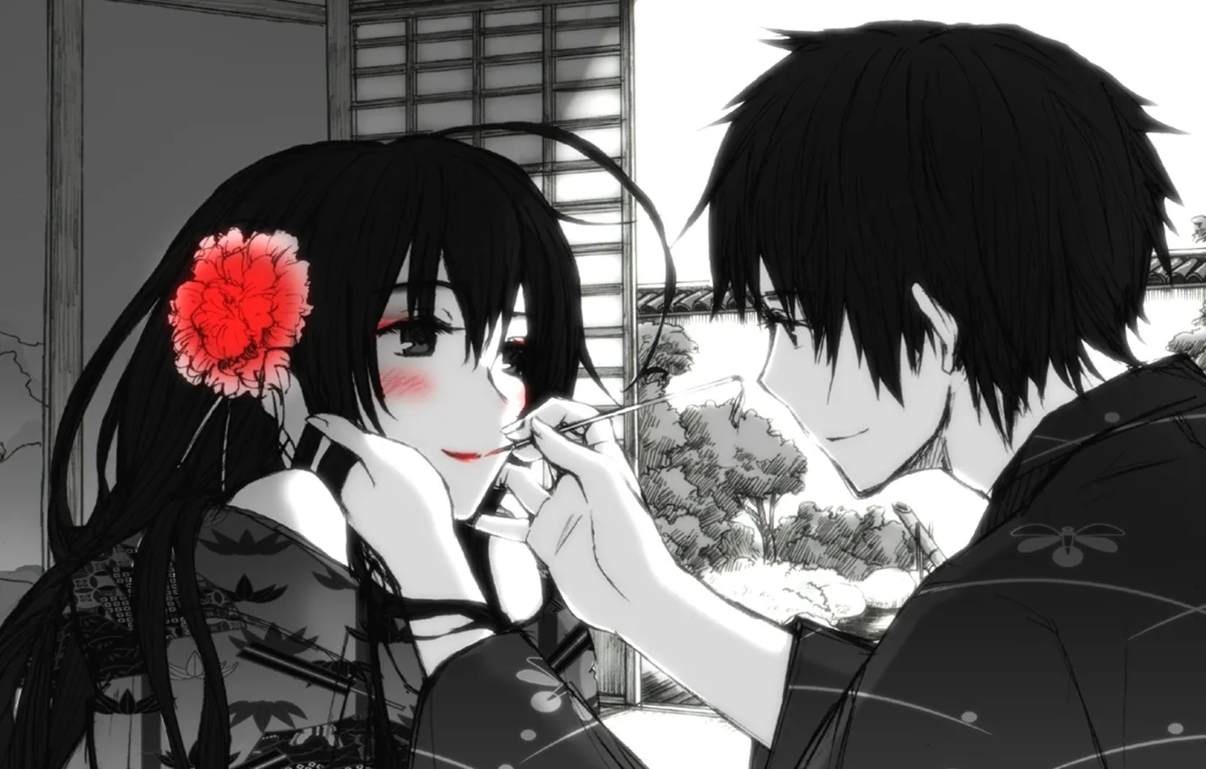 Photo wallpaper smile, Japan, kimono, two, Axis powers hetalia