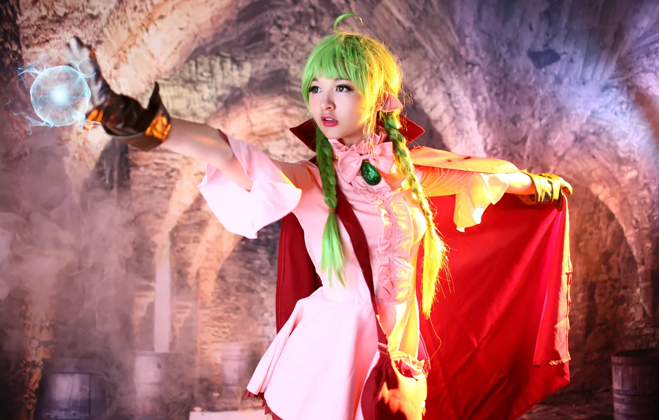 Photo wallpaper girl, style, costume, fireball