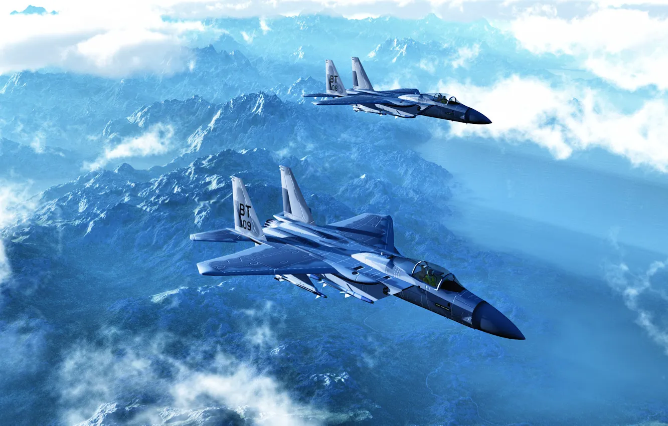 Photo wallpaper Eagle, model, render, eagle recognition, F-15A