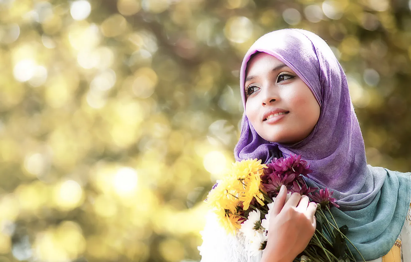 Photo wallpaper girl, flowers, Lolli Yoke