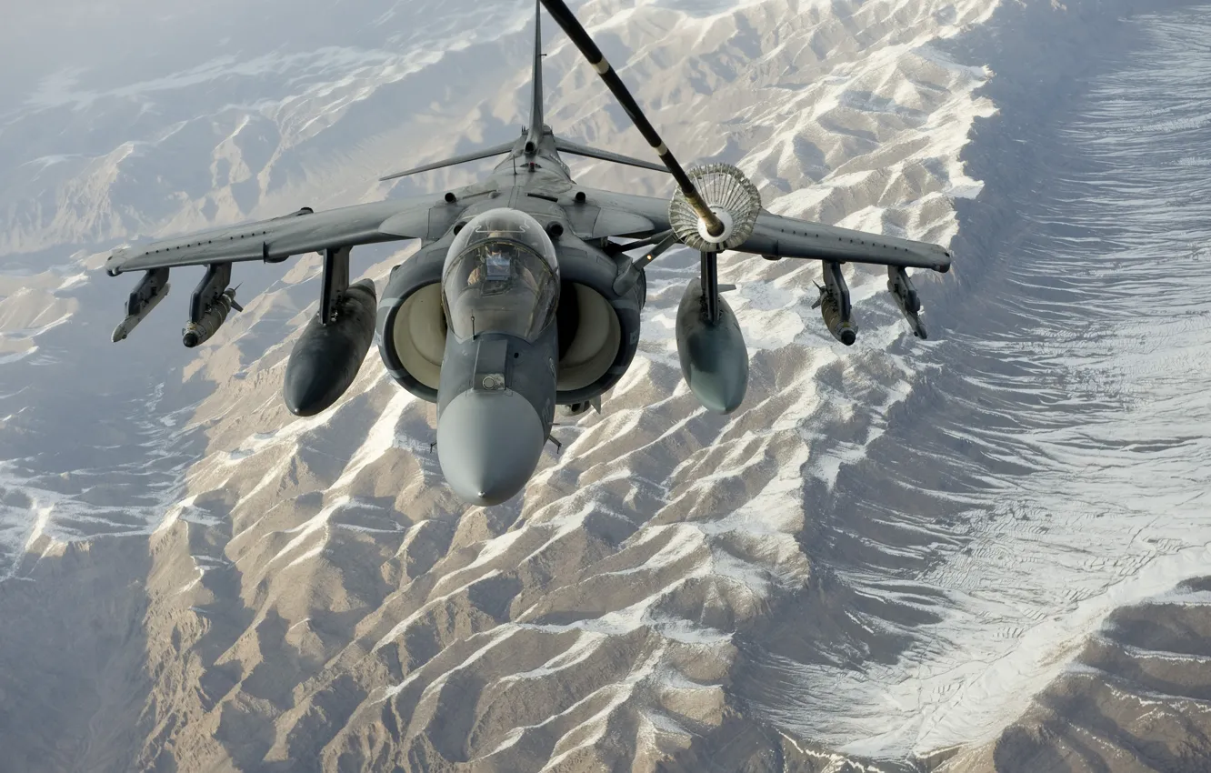 Photo wallpaper flight, attack, refueling, McDonnell Douglas, Harrier II, AV-8B, "Harrier" II