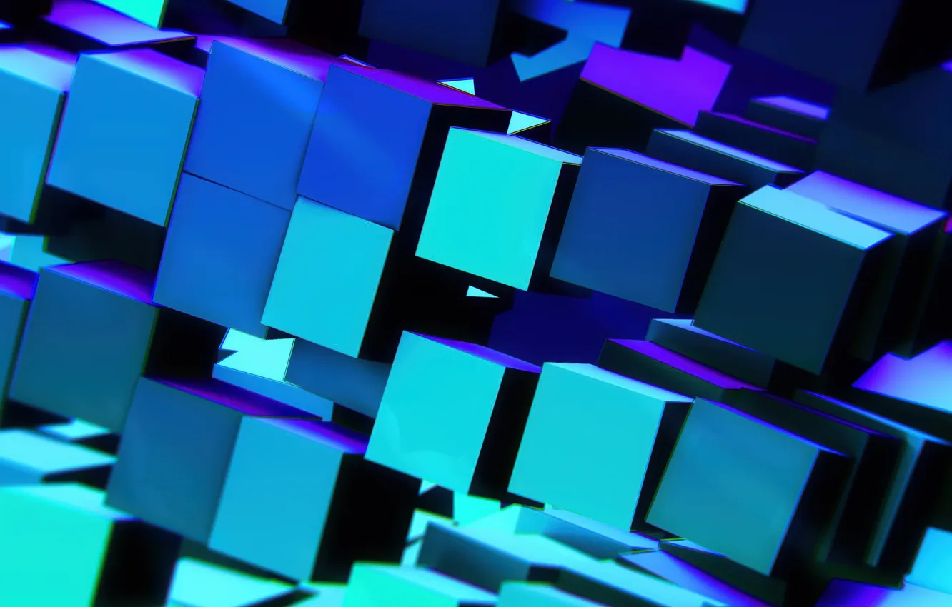 Photo wallpaper abstract, minecraft, Abstract Background, 3D cubes, Teal abstract, Blue abstract, Shuniji Minecraft