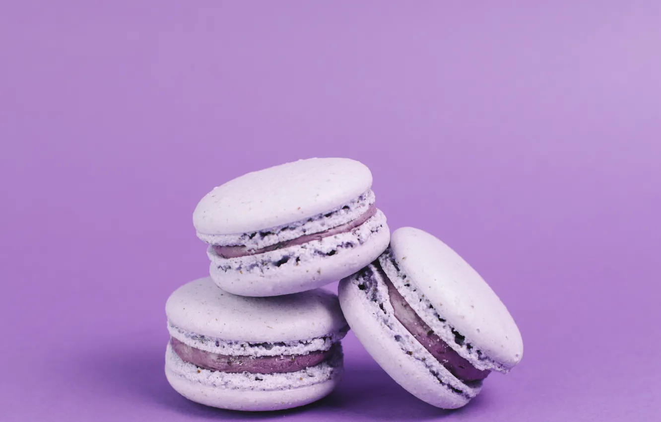 Photo wallpaper cookies, violet, macaroons, Sweet, Dessert, almond