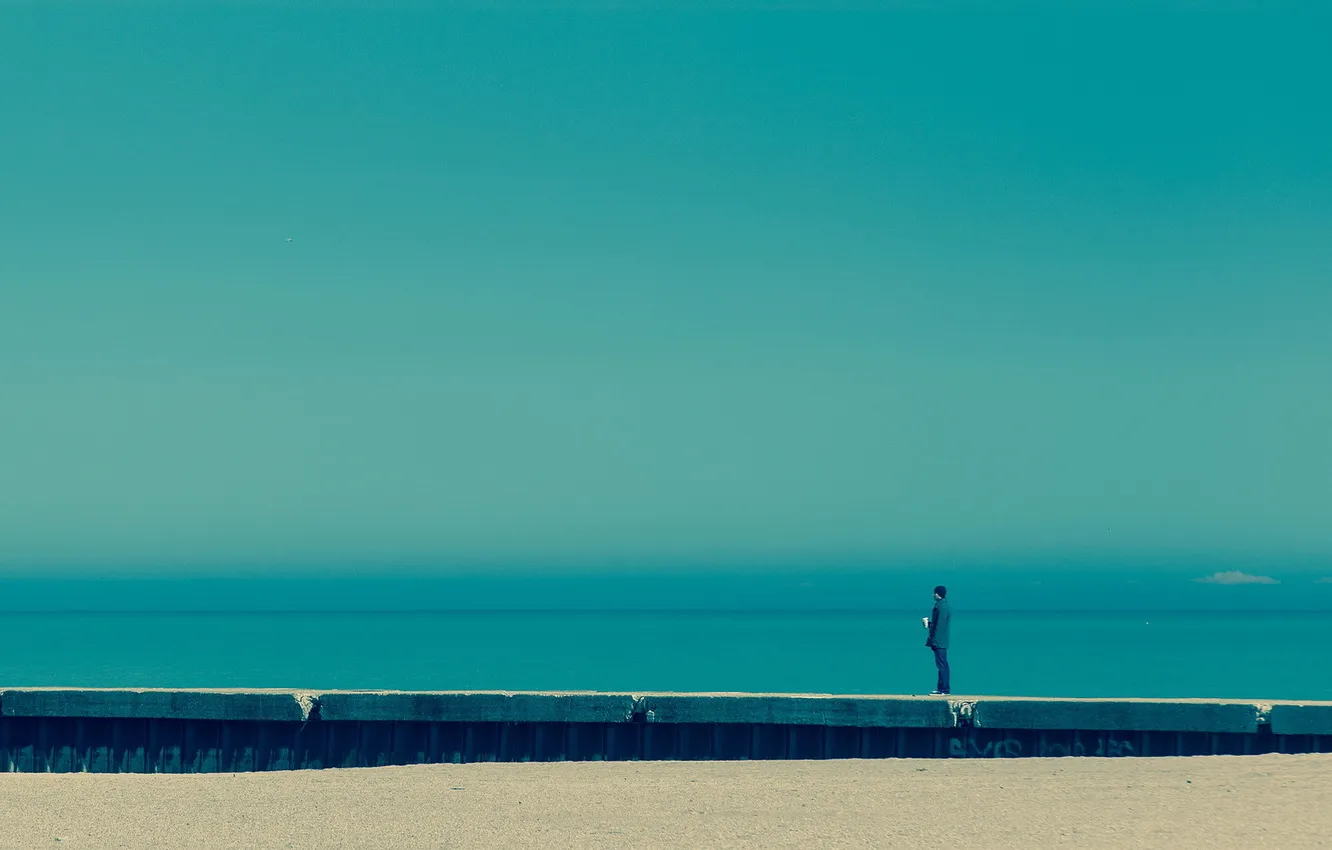 Photo wallpaper sea, mood, people, nostalgia