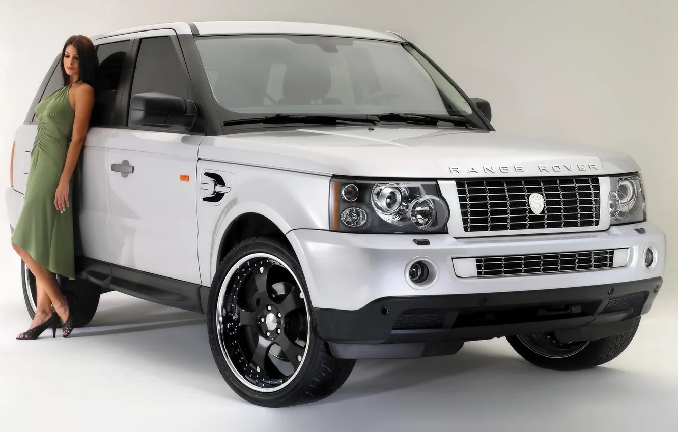 Photo wallpaper girl, background, sport, model, tuning, jeep, Land Rover, Range Rover