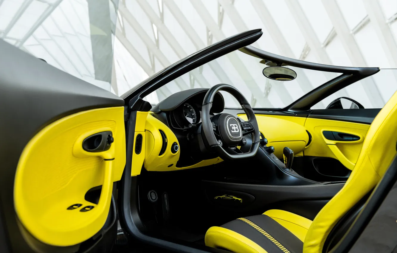 Photo wallpaper Bugatti, steering wheel, car interior, W16 Mistral, Bugatti W16 Mistral