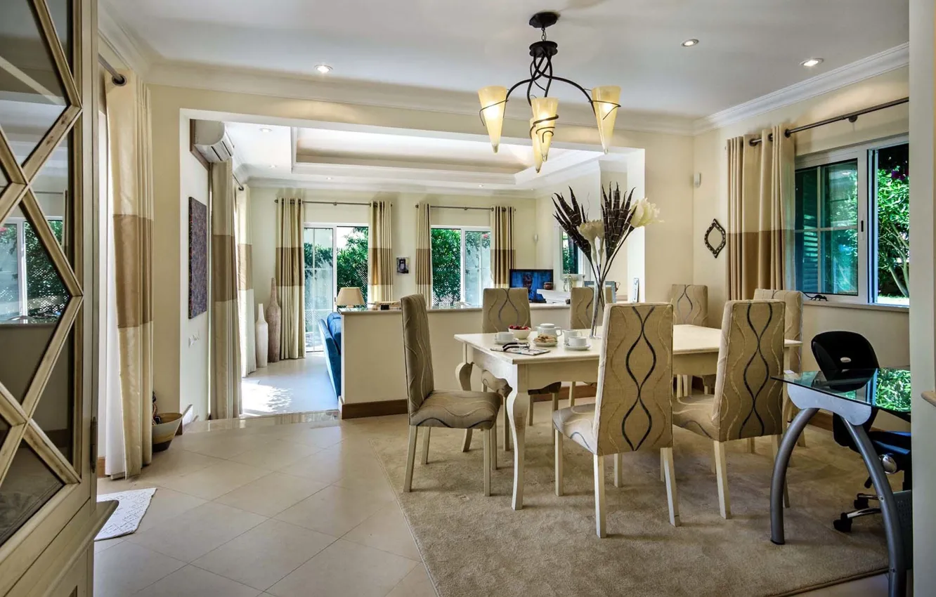 Photo wallpaper comfort, interior, living room, dining room, mimosa