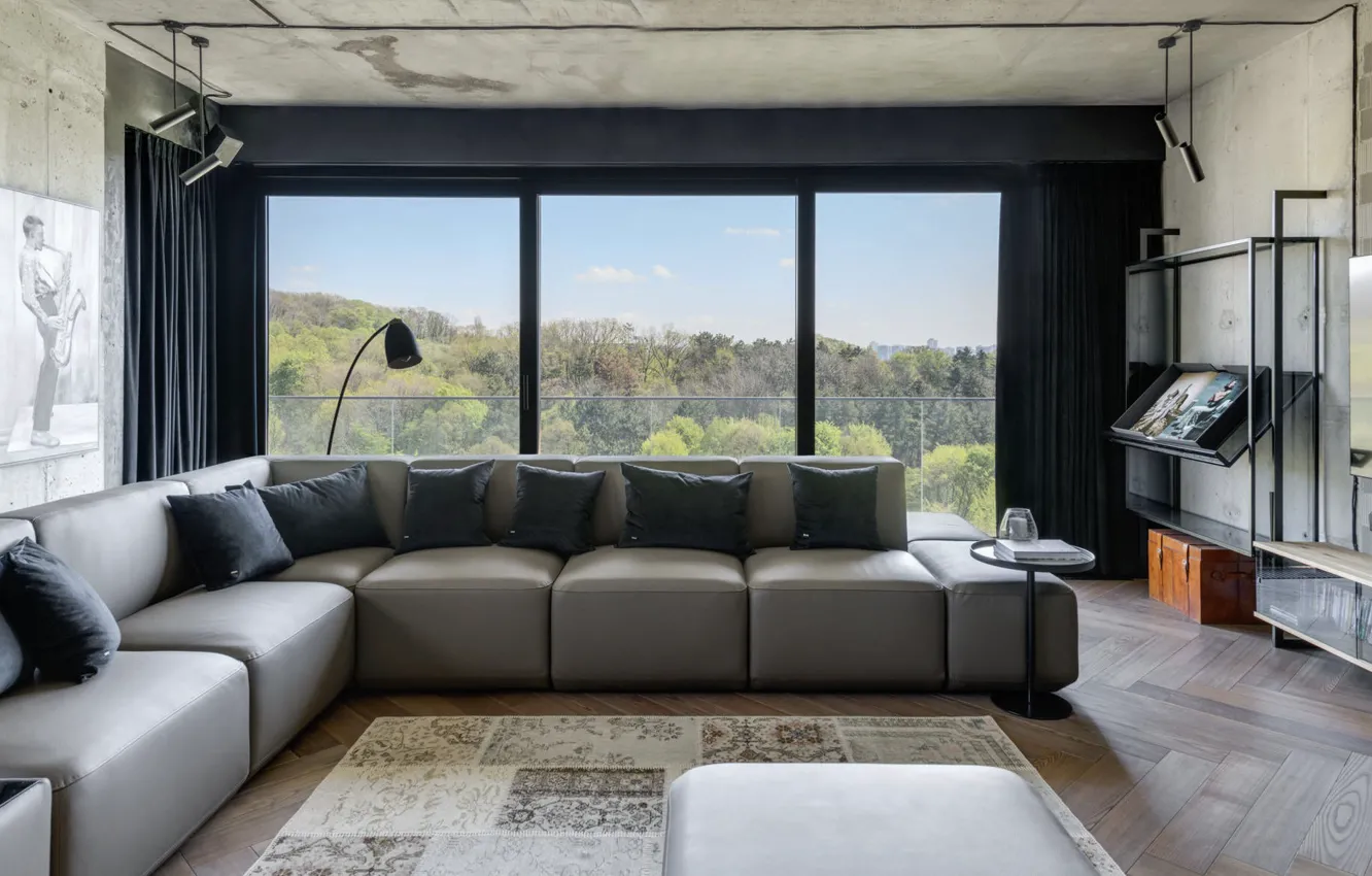 Photo wallpaper design, style, interior, jazz, living room, by Zikzak Architects