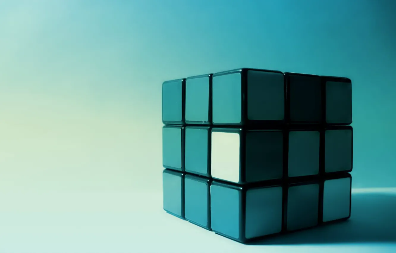 Photo wallpaper blue, face, Rubik's cube