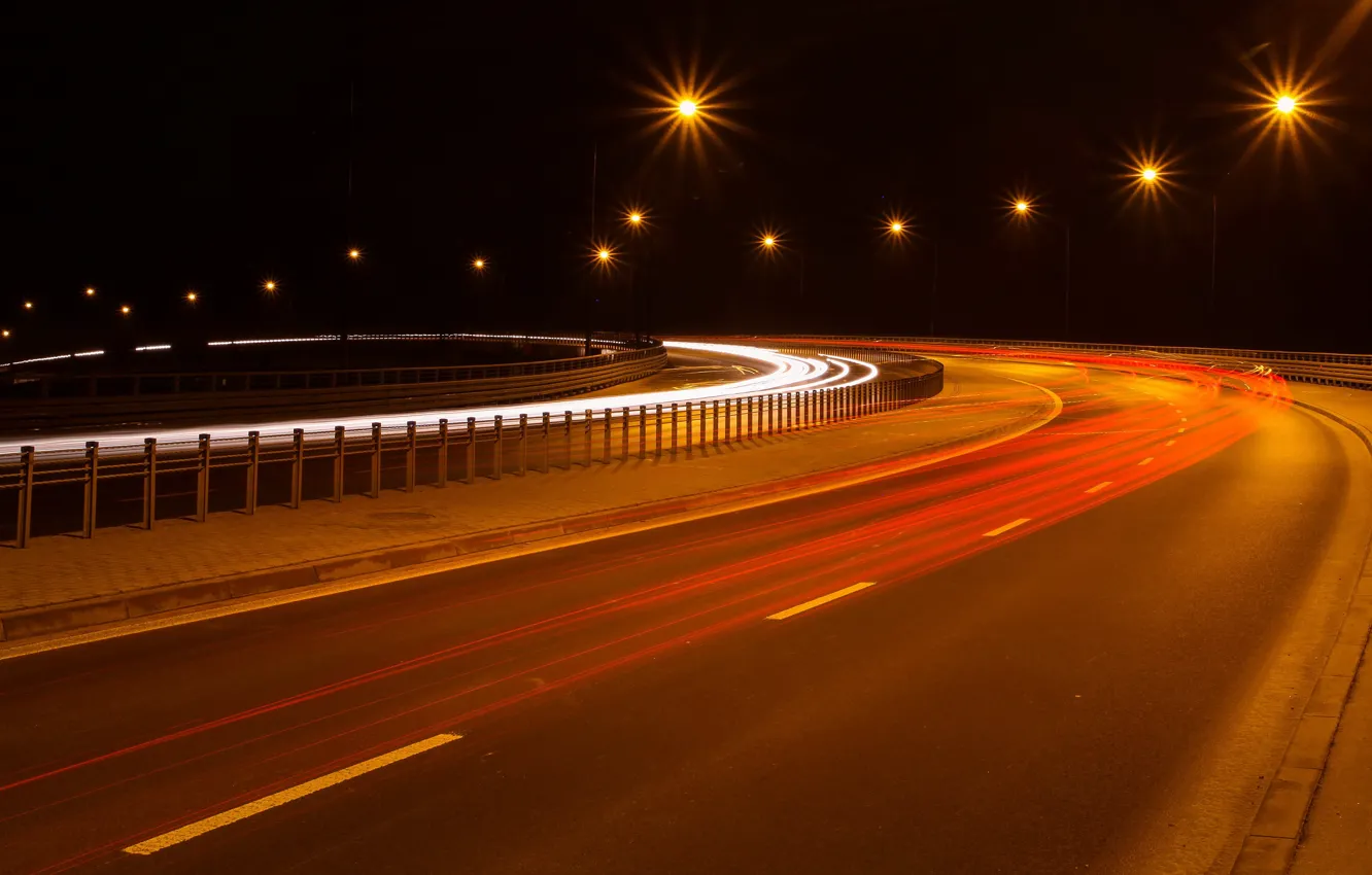 Photo wallpaper road, night, lights