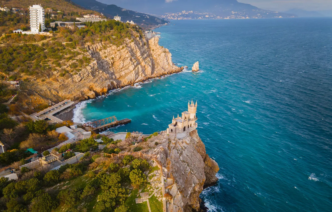 Photo wallpaper sea, landscape, nature, castle, rocks, Crimea, Swallow's nest, Sergey Titov