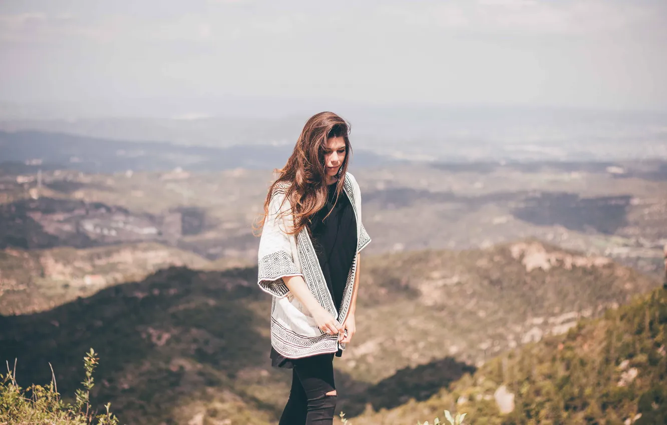 Photo wallpaper girl, height, brown hair