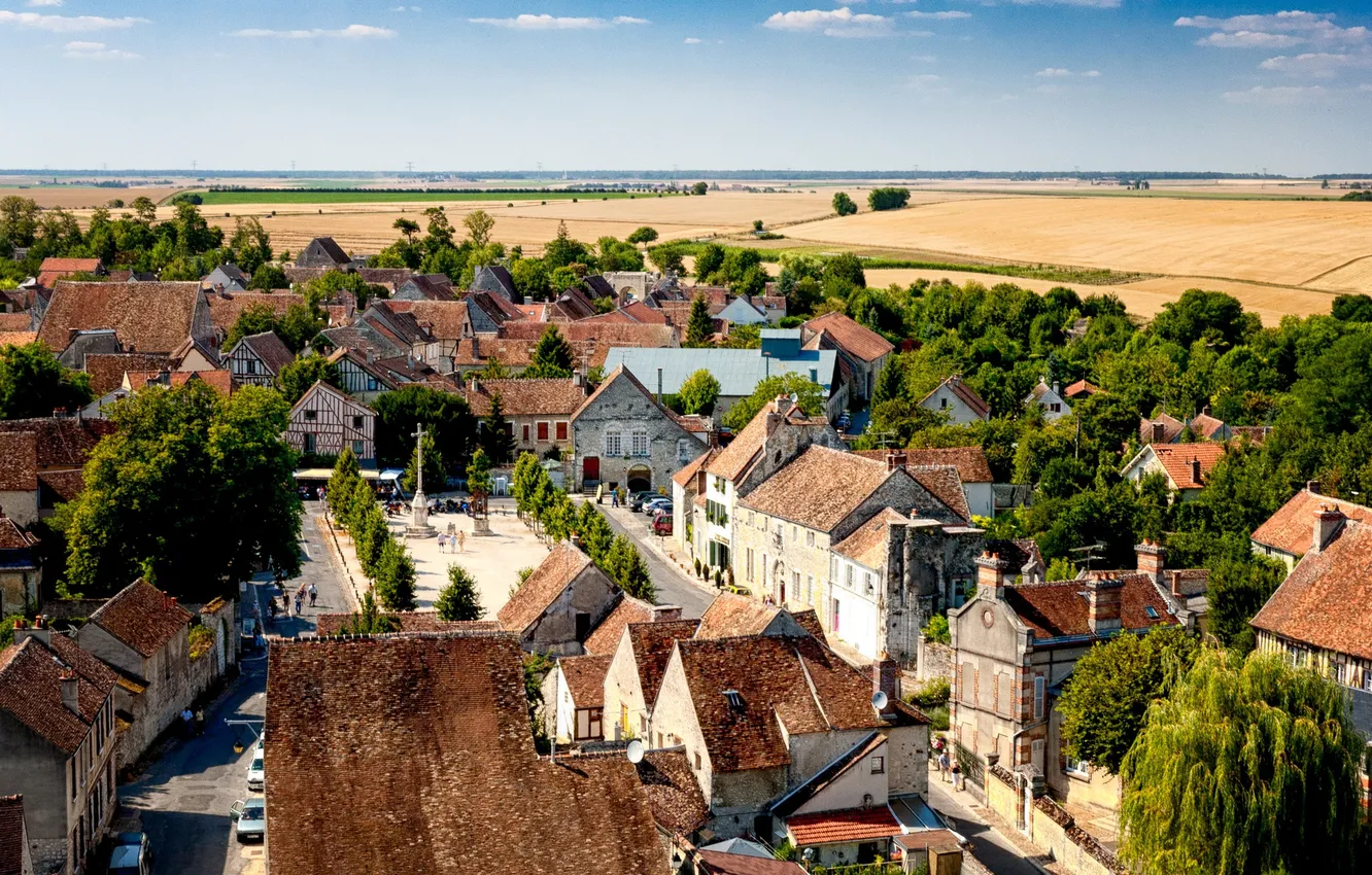 Photo wallpaper field, landscape, France, home, town, Provins, Provins