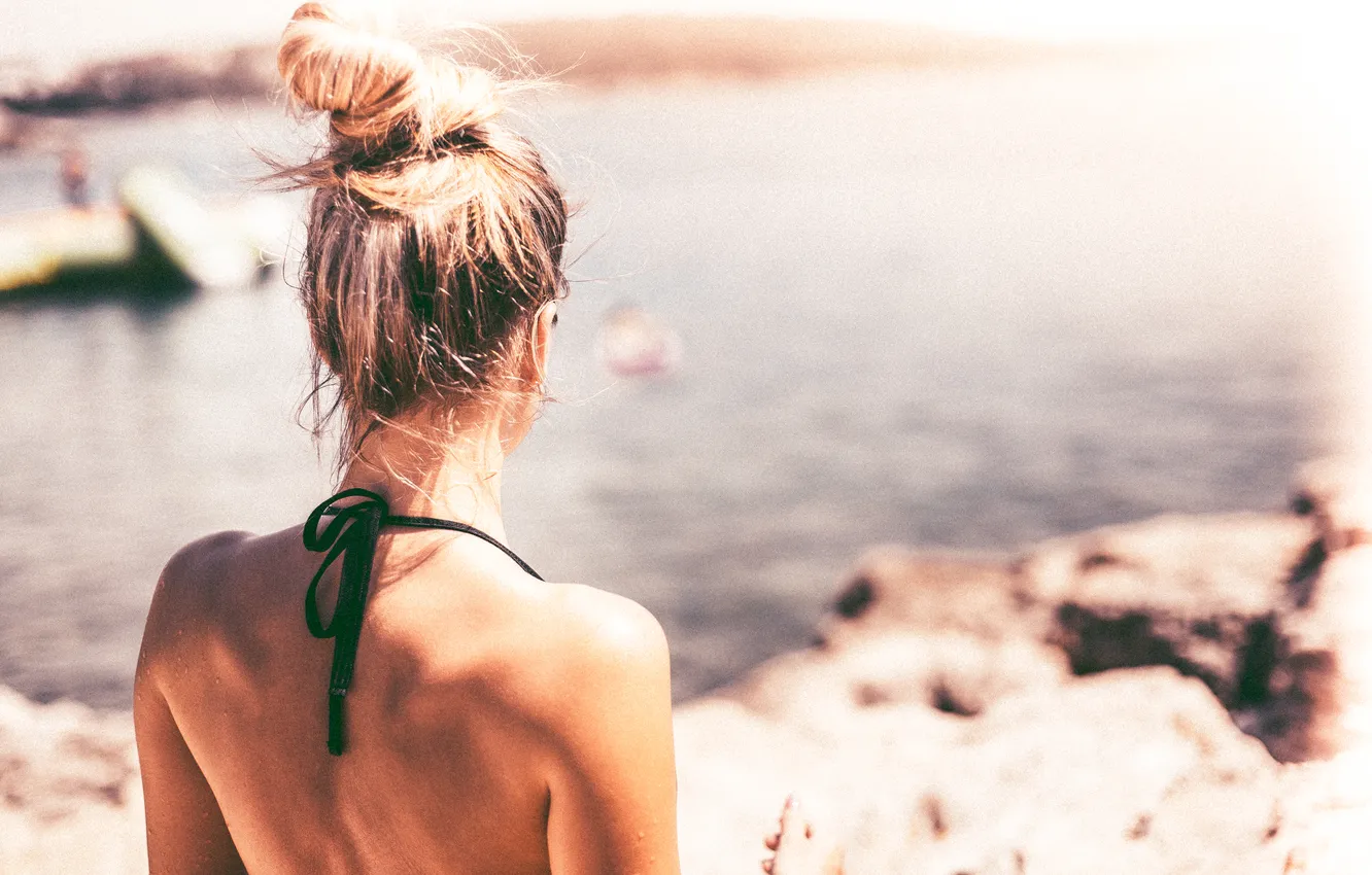 Photo wallpaper holidays, beach, woman, relaxation