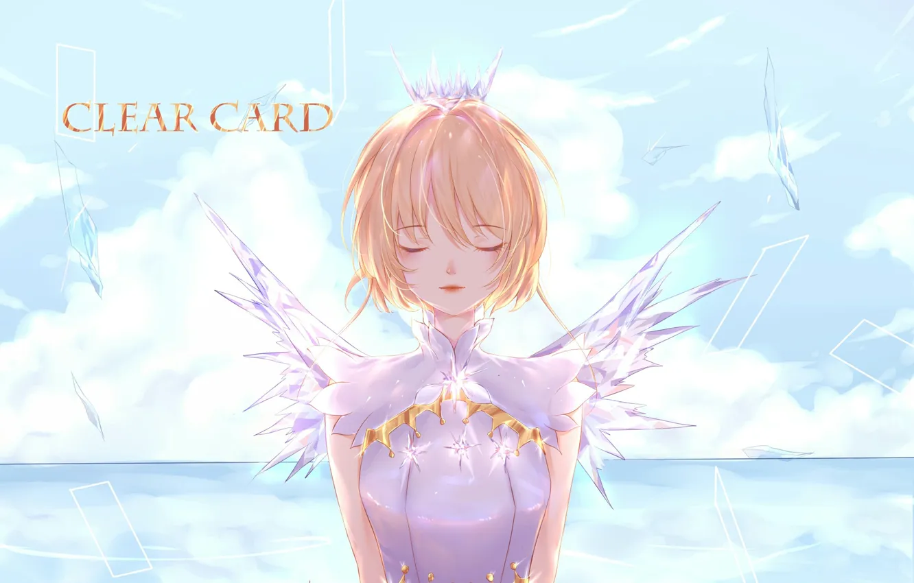 Photo wallpaper girl, clouds, Card Captor Sakura, Sakura - collector cards
