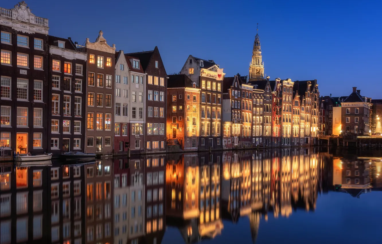 Photo wallpaper water, reflection, building, home, Amsterdam, channel, Netherlands, Amsterdam