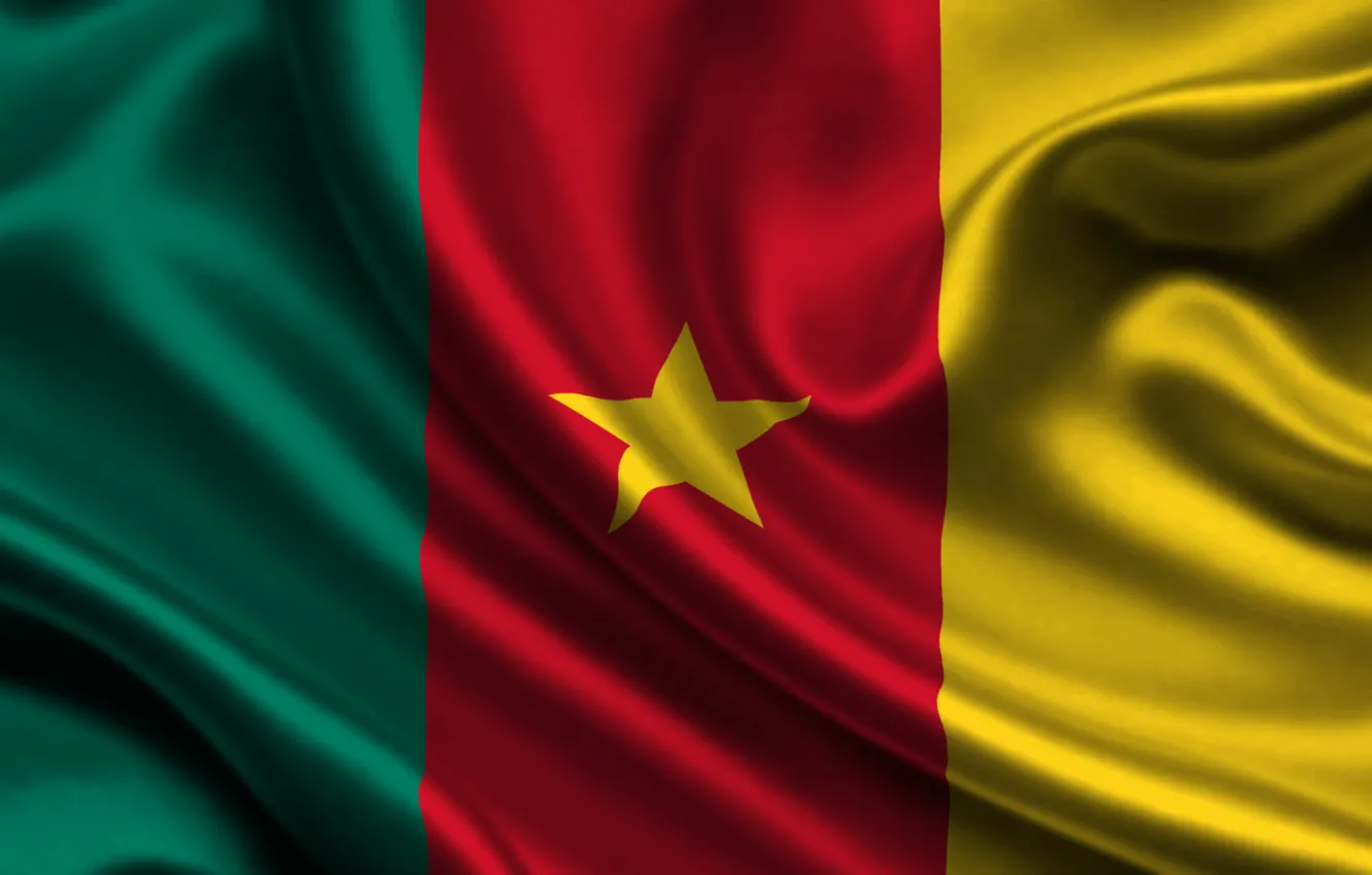 Photo wallpaper Red, Star, Flag, Texture, Yellow, Green, Flag, Cameroon