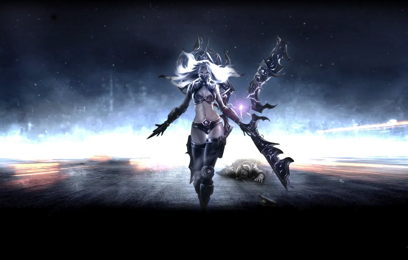 Photo wallpaper girl, weapons, the game, art, charge, League of Legends, Irelia