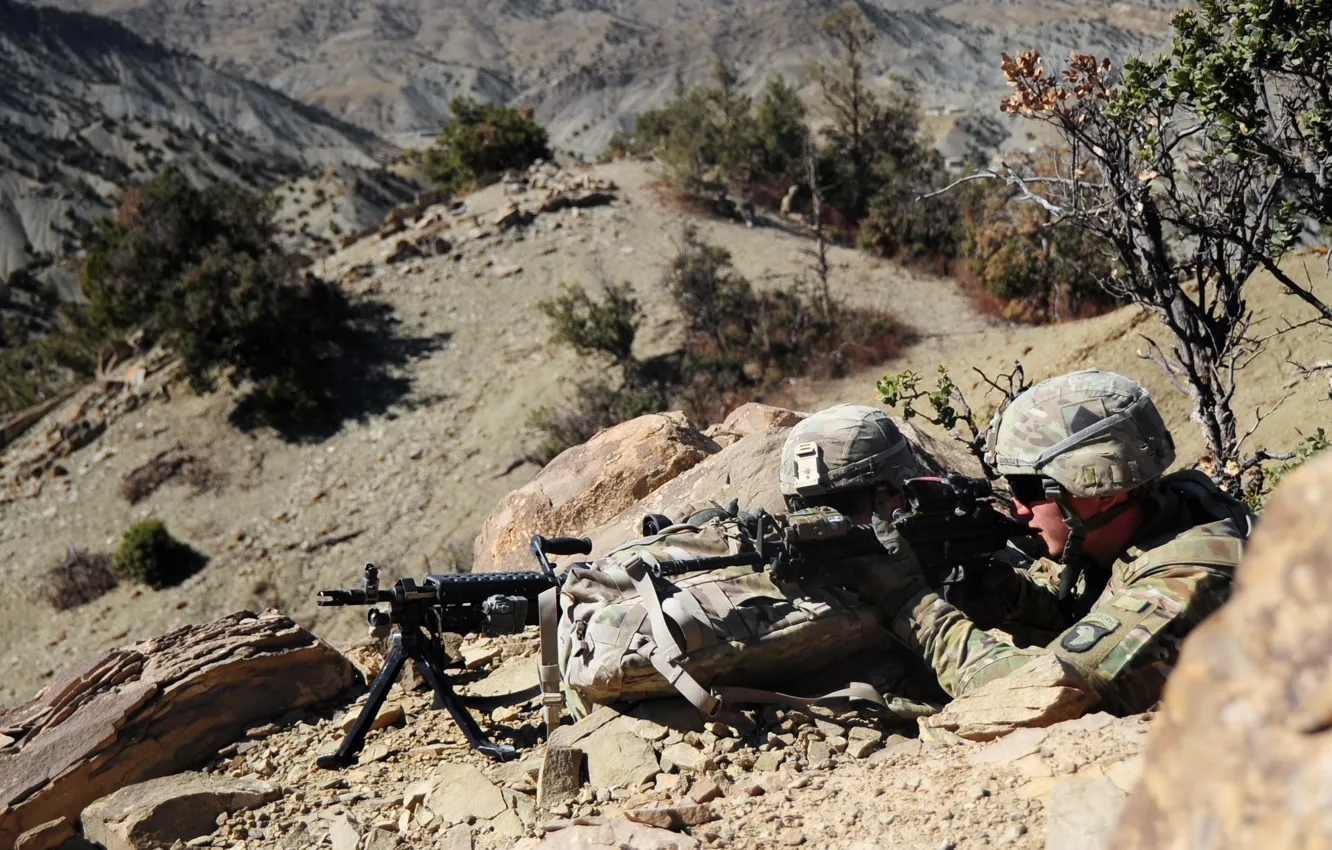 Photo wallpaper Afghanistan, Providing Security, M240 machinegun