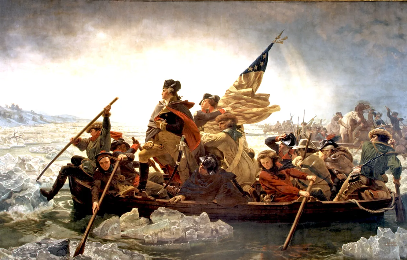Photo wallpaper picture, painting, painting, 1851, Washington crossing the Delaware, Emanuel Leutze