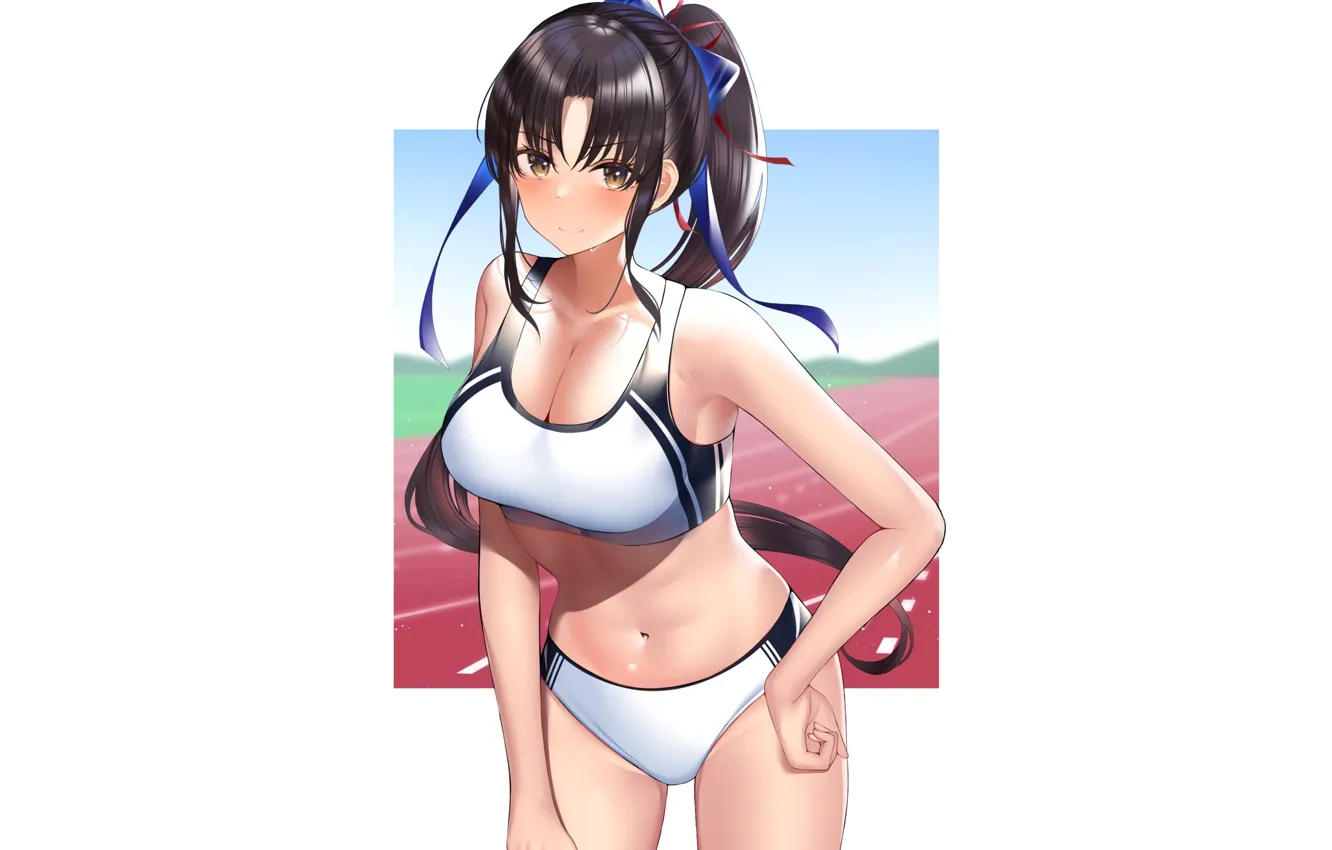 Photo wallpaper girl, hot, sexy, anime, pretty, track, babe, oppai