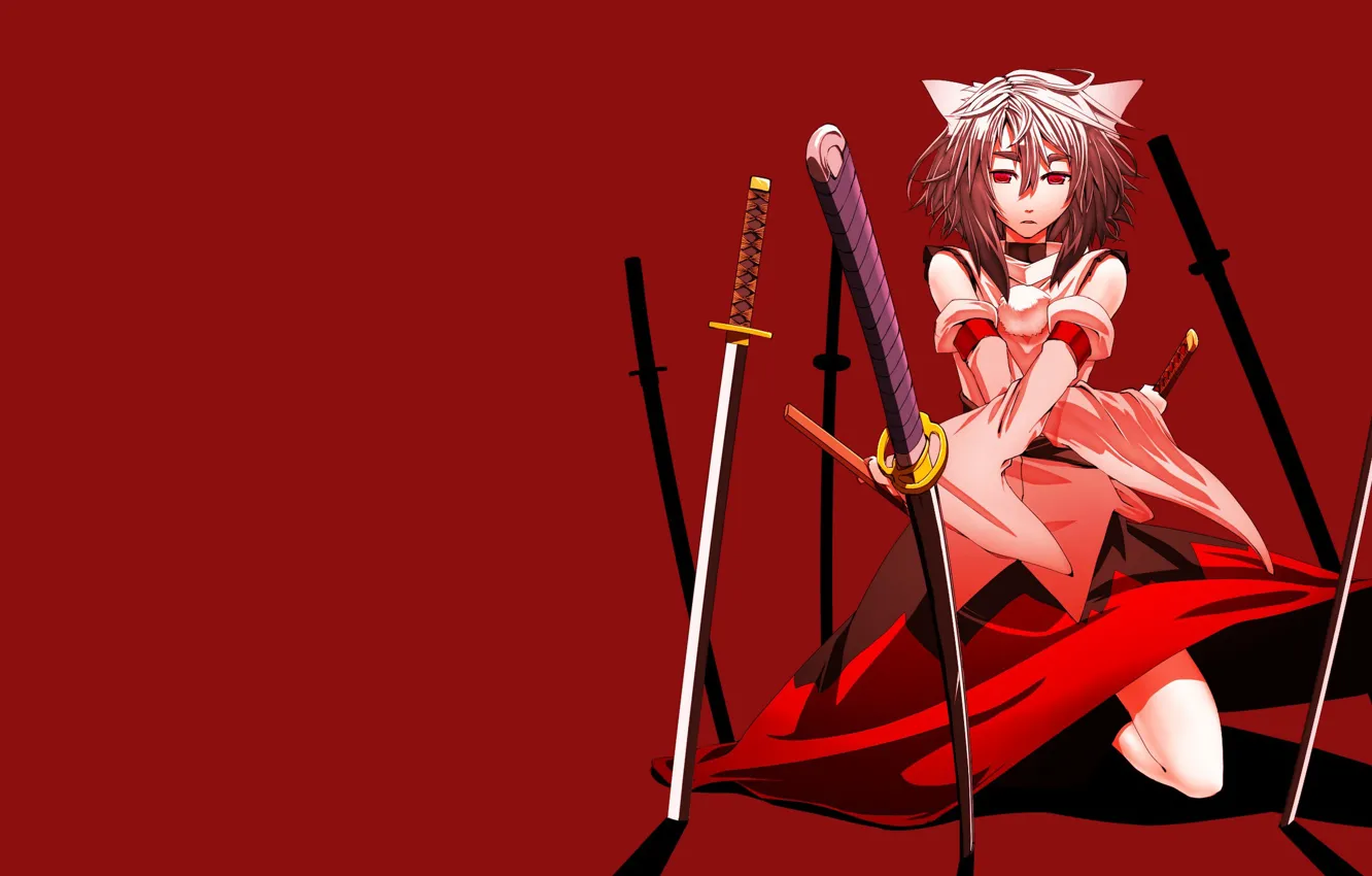 Photo wallpaper red, girl, sword, weapon, anime, katana, ken, blade