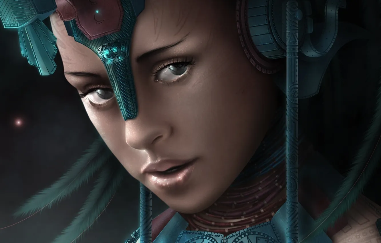 Photo wallpaper look, girl, decoration