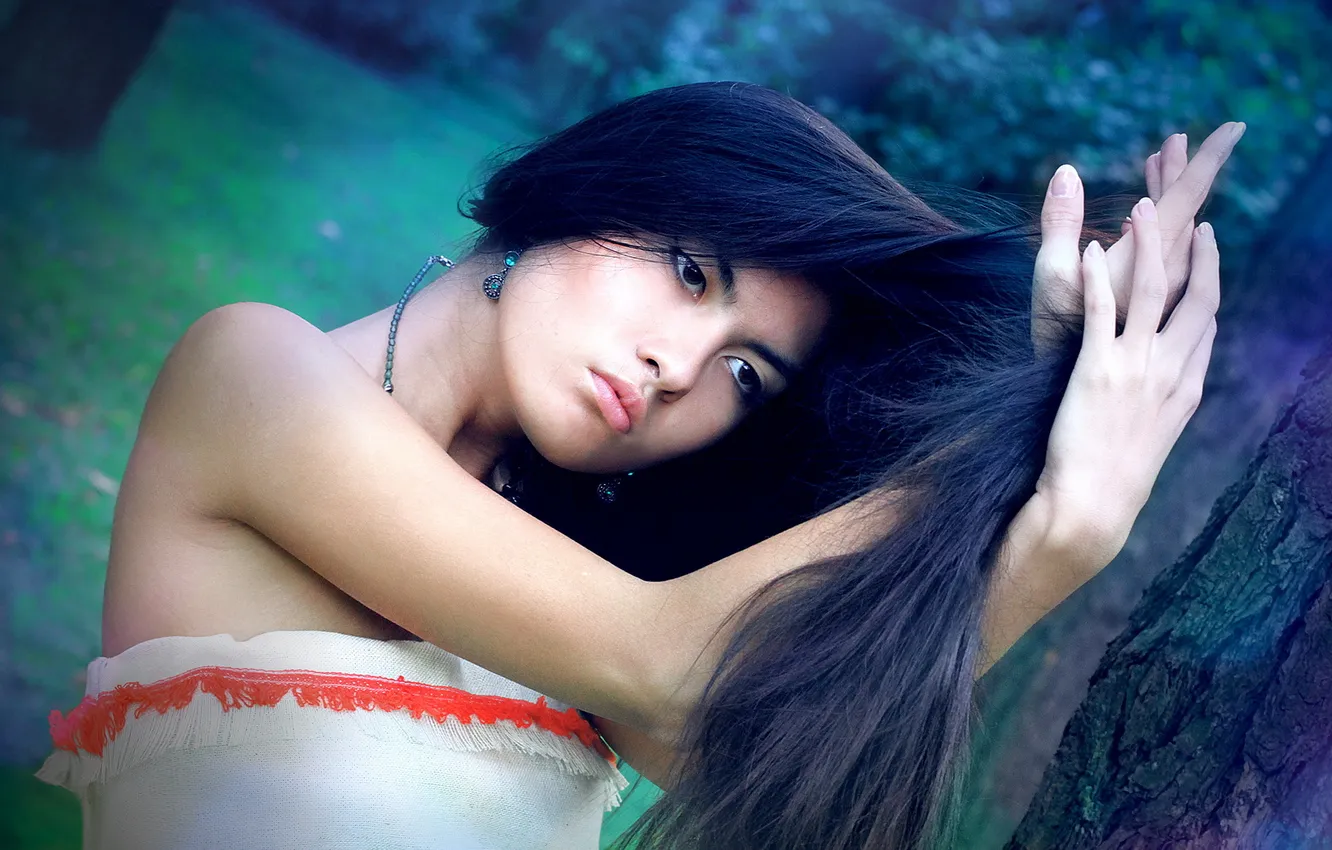 Photo wallpaper girl, Asian, Pocahontas