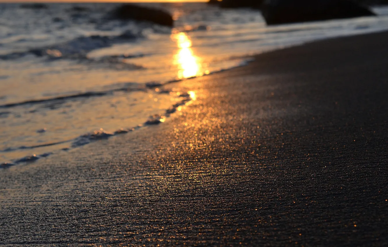 Photo wallpaper sea, beach, the sun, light, nature, heat, bokeh