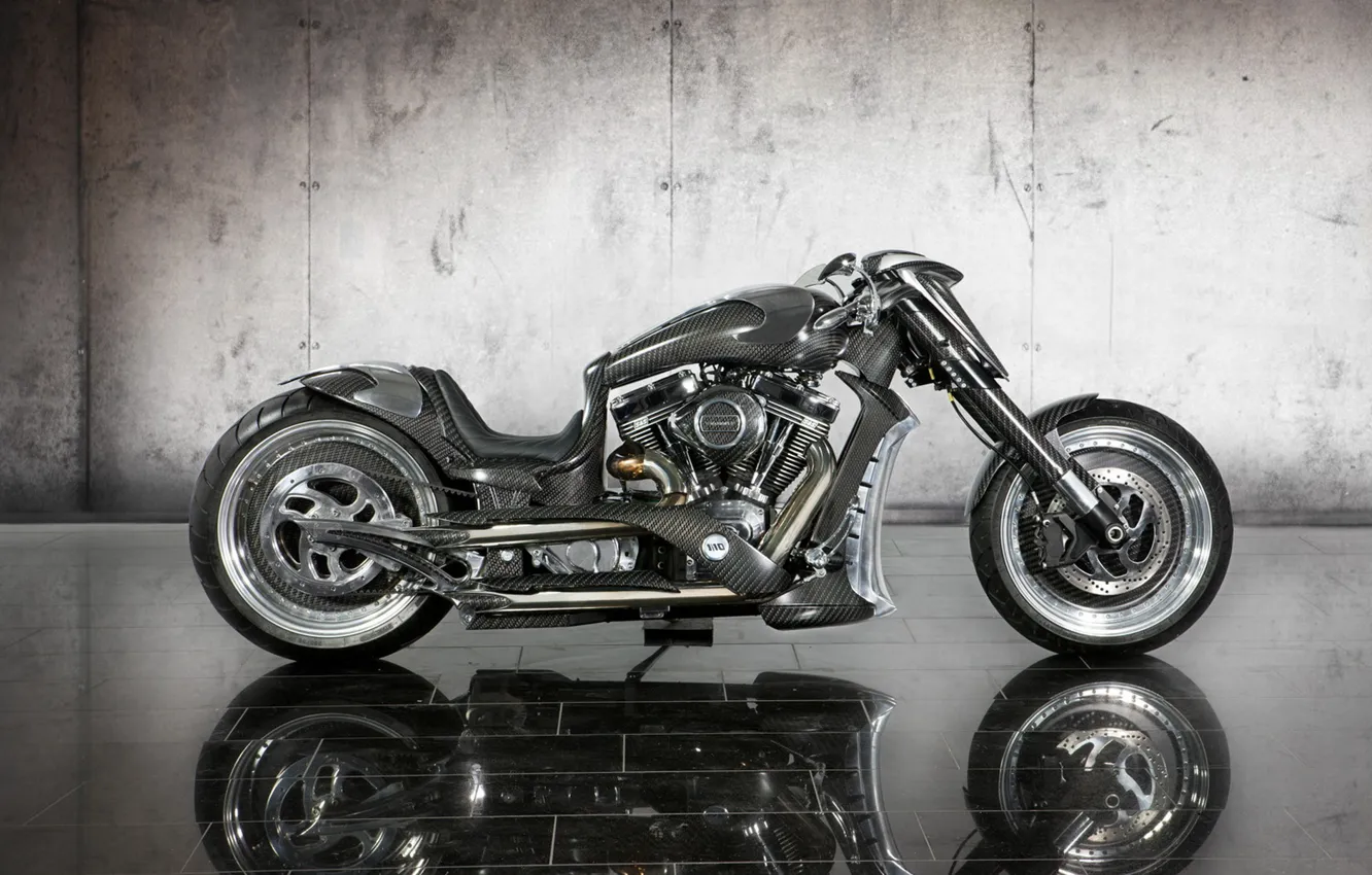 Photo wallpaper grey, motorcycle, bike, carbon, 2011, custom, Bike, mirror tile