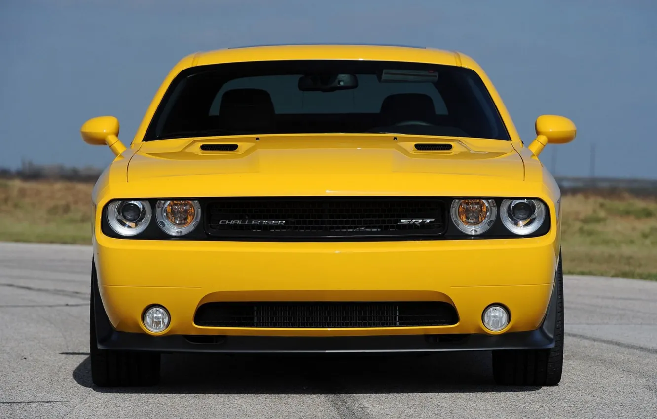 Photo wallpaper Dodge Challenger, Yellow, Muscle car, Hennessey, 2013, SRT8 392