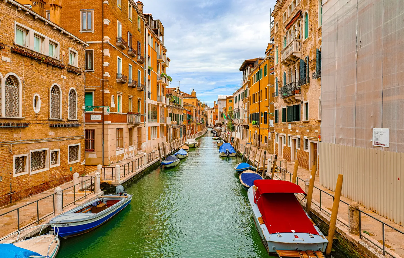 Photo wallpaper boat, building, Italy, Venice, water channel