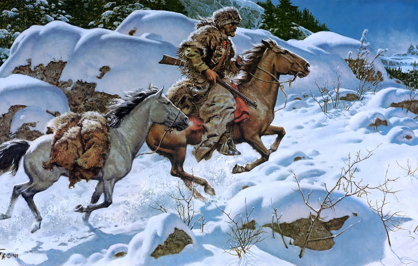 Photo wallpaper winter, forest, look, light, snow, branches, nature, stones